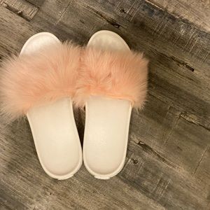 UGG furry slide slippers